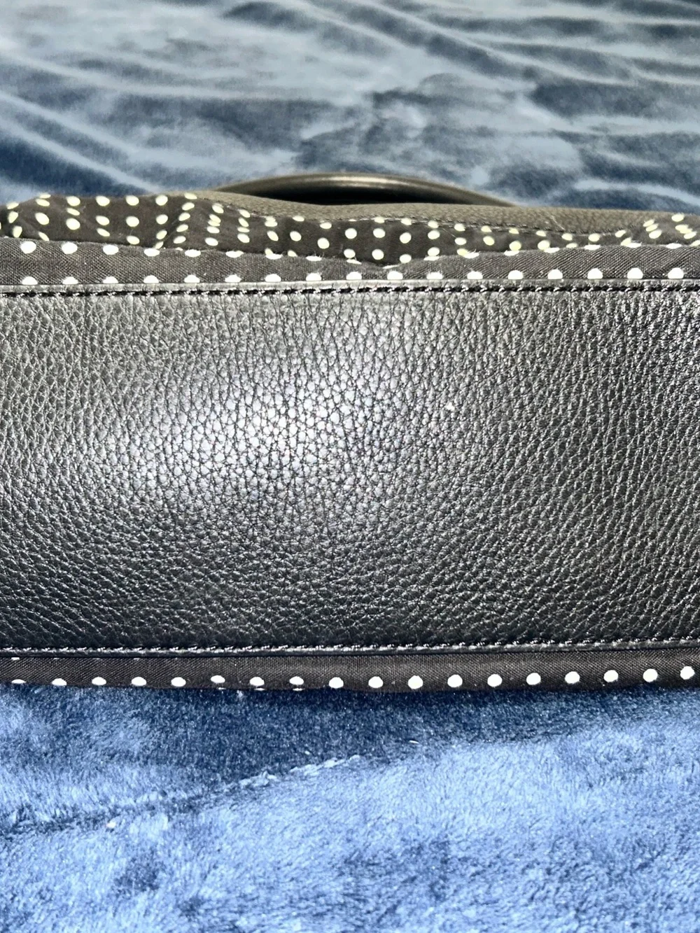 kate spade Black Leather Purse with White Polka Dot Panel